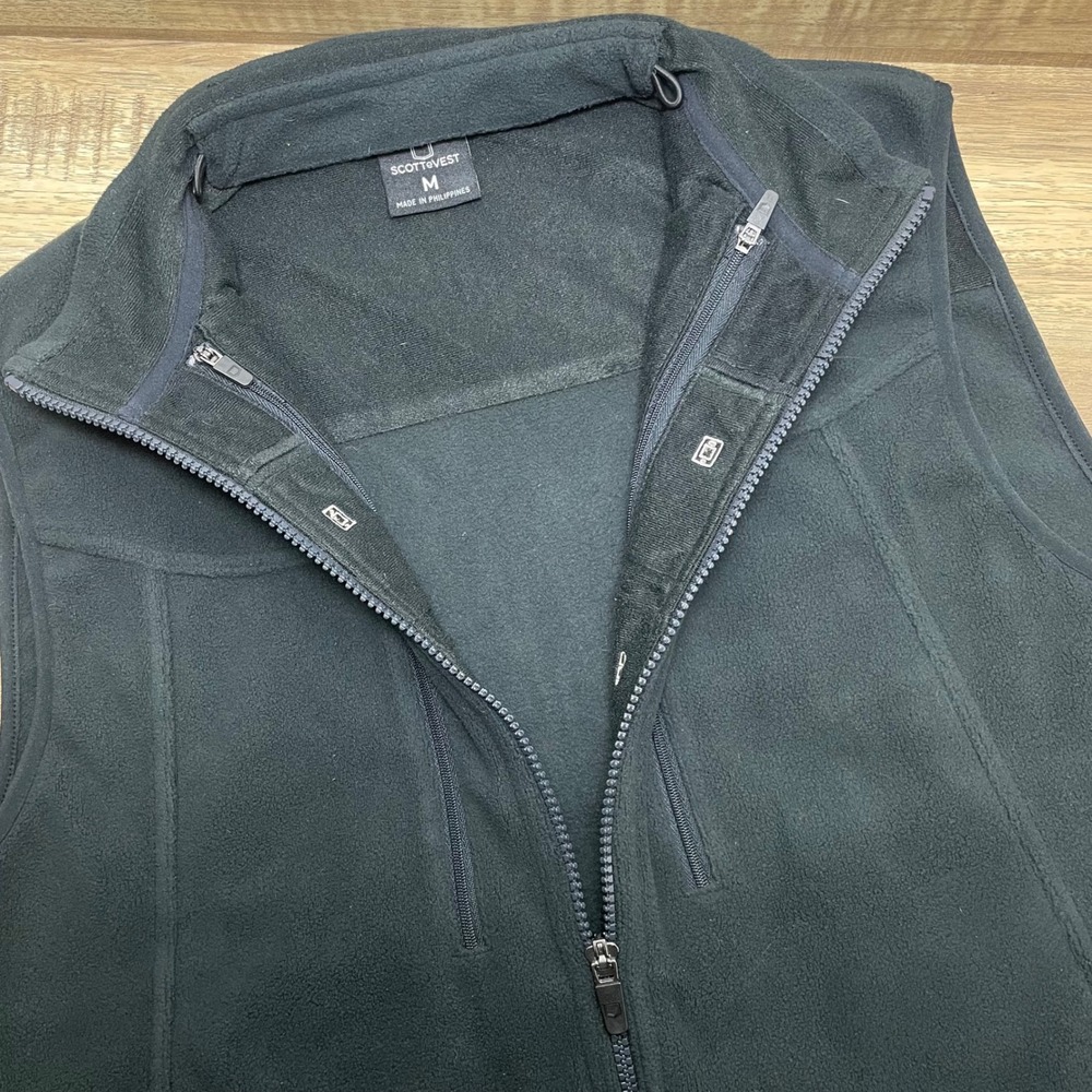 SCOTTeVEST RFID Fleece Utility Travel Vest Lightweight Pockets Mens Medium Black